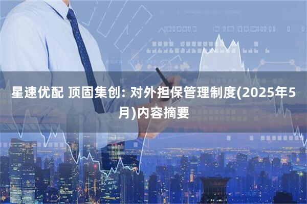 星速优配 顶固集创: 对外担保管理制度(2025年5月)内容摘要
