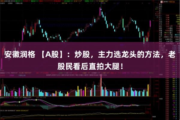 安徽润格 【A股】：炒股，主力选龙头的方法，老股民看后直拍大腿！
